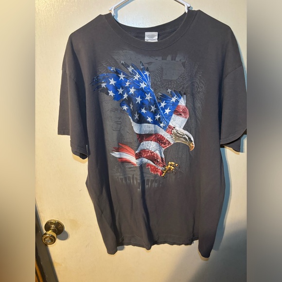 Bald Eagle Flag Tshirt Mens Xl Short Sleeve Graphic Patriotic Vintage Jerzees - Picture 1 of 4